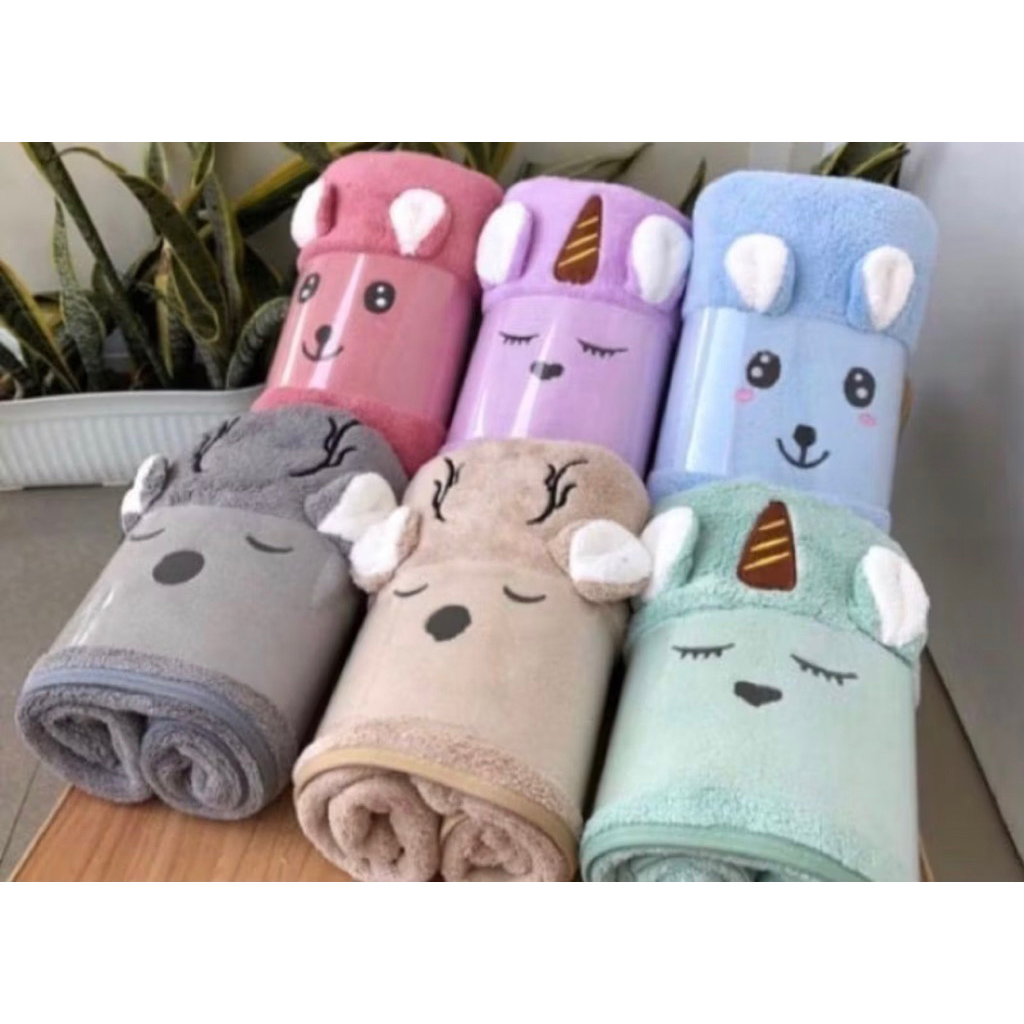 Handuk Bayi Anak 50x100cm Microfiber Motif Kuping Timbul Souvenir Handuk Bayi