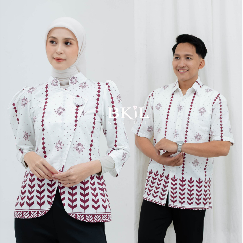 KANTHIL Baju Batik Couple Pria Wanita Atasan Kerja Kantor Viera Series