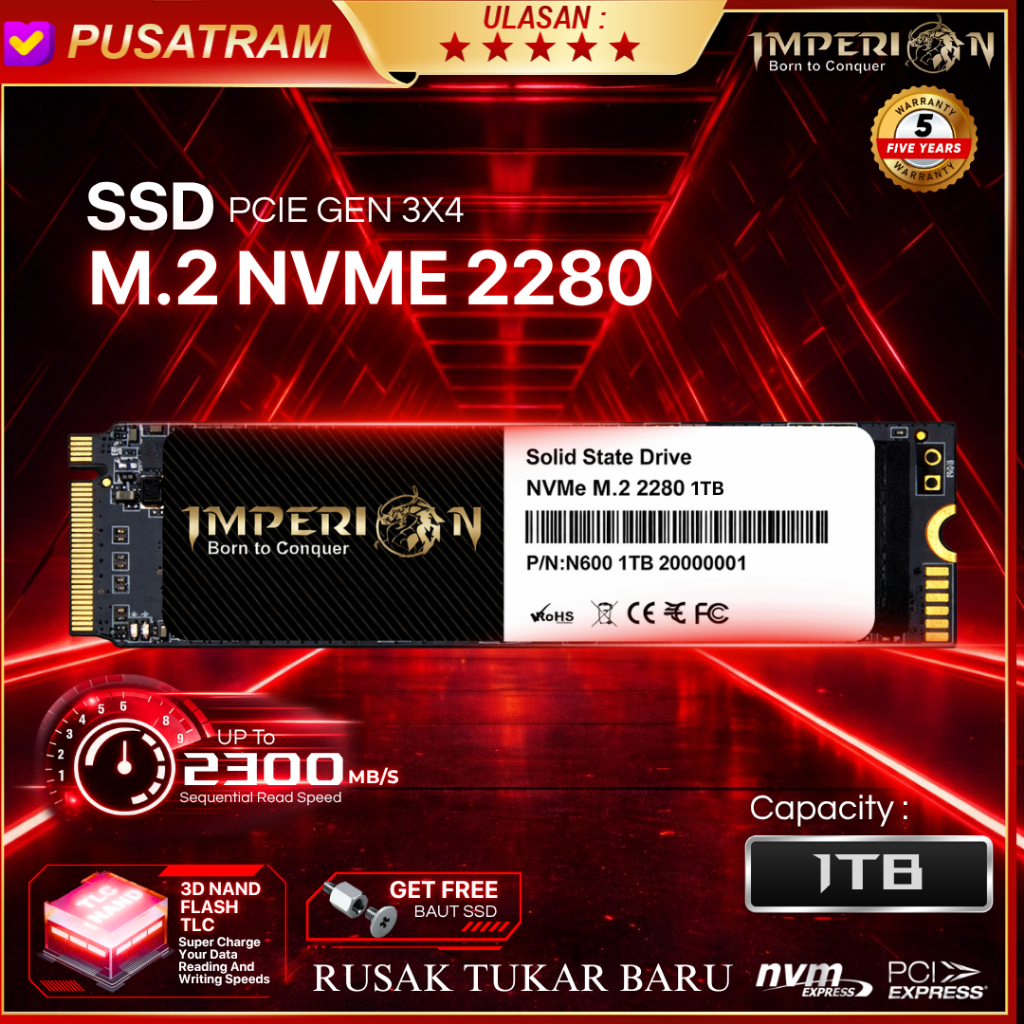 SSD NVME M.2 1TB IMPERION SSD NVMe M.2 PCIe Gen3 SSD M.2 NVME 1TB 2280 GARANSI RESMI