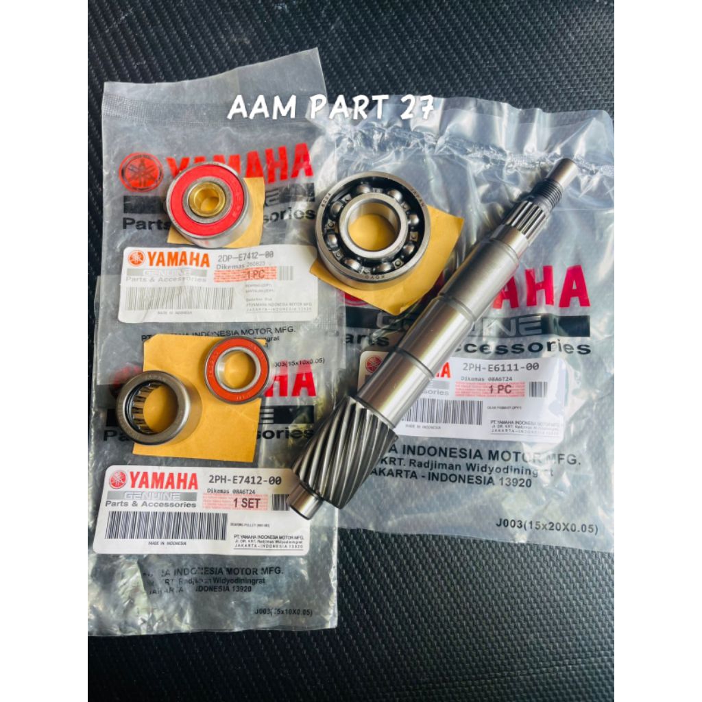 Paket lengkap 4 Aitem 2PH As Pully+Mio M3+Bearing 6202+Bearing Pully+Bearing 6204