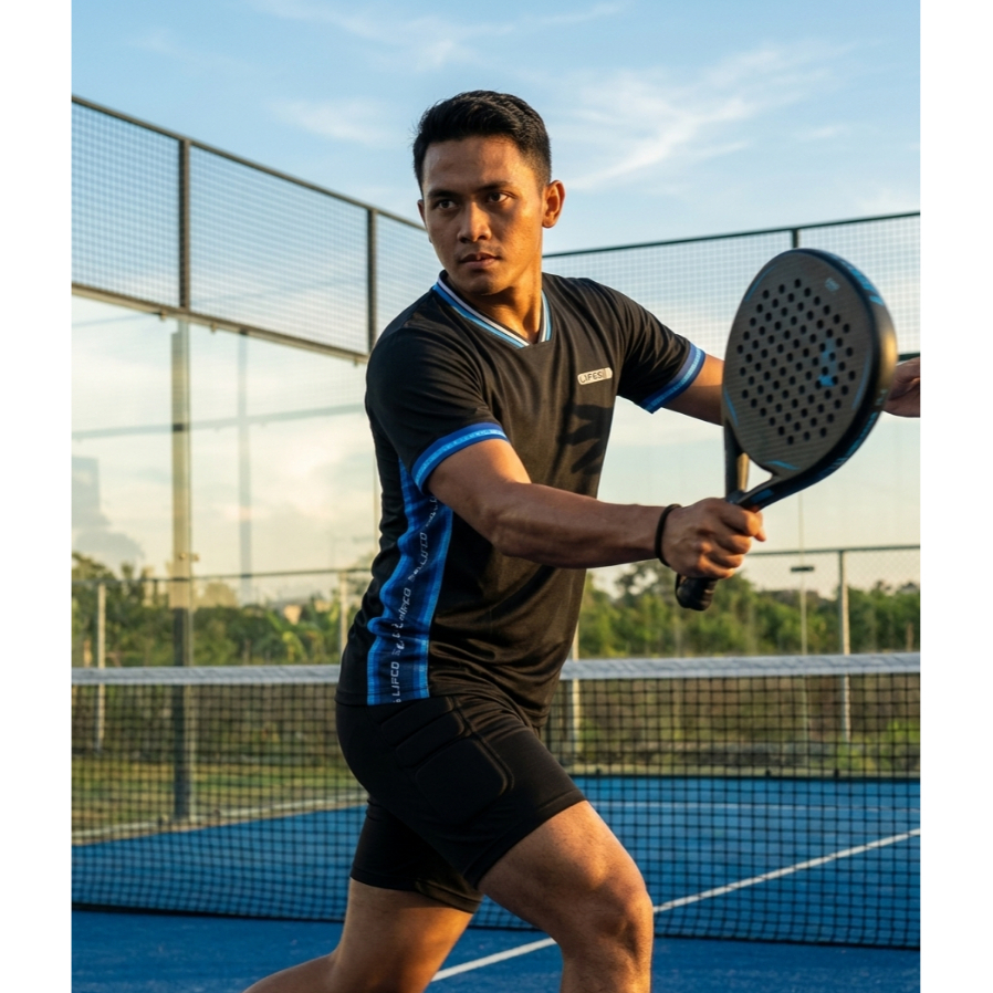 Jersey Running Jersey Padel Jersey Badminton Lifco Print Samping Hitam Biru Jersey Olahraga Voli / B