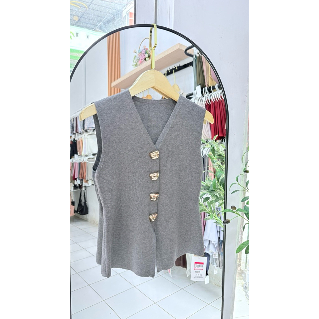 Vest Rajut Rompi Wanita Kancing Mewah