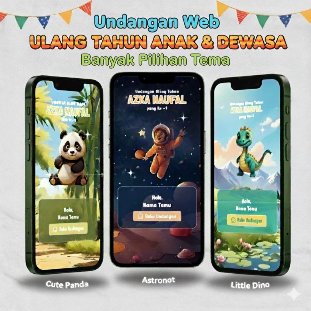 Tema Ulang Tahun | Undangan Ultah Birthday Digital Website Video Foto Anak Dewasa Pria Wanita Custom