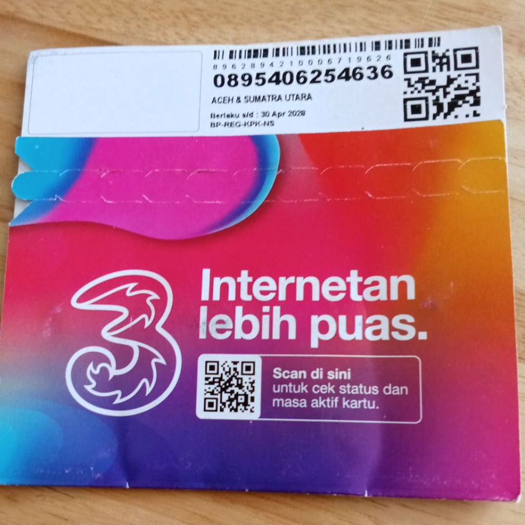 Perdana TRI - Paket Data 66GB, Bonus Kuota, Kompatibel 4G/5G