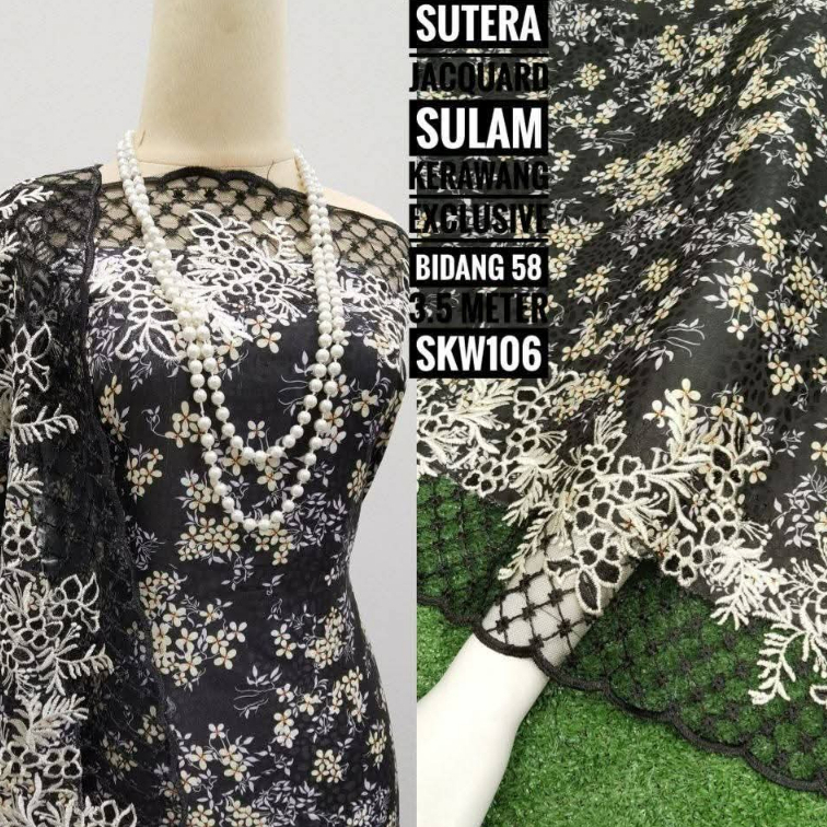 BAHAN KAIN BAJU KURUNG SUTERA JACQUARD SULAM KERAWANG EXCLUSIVE