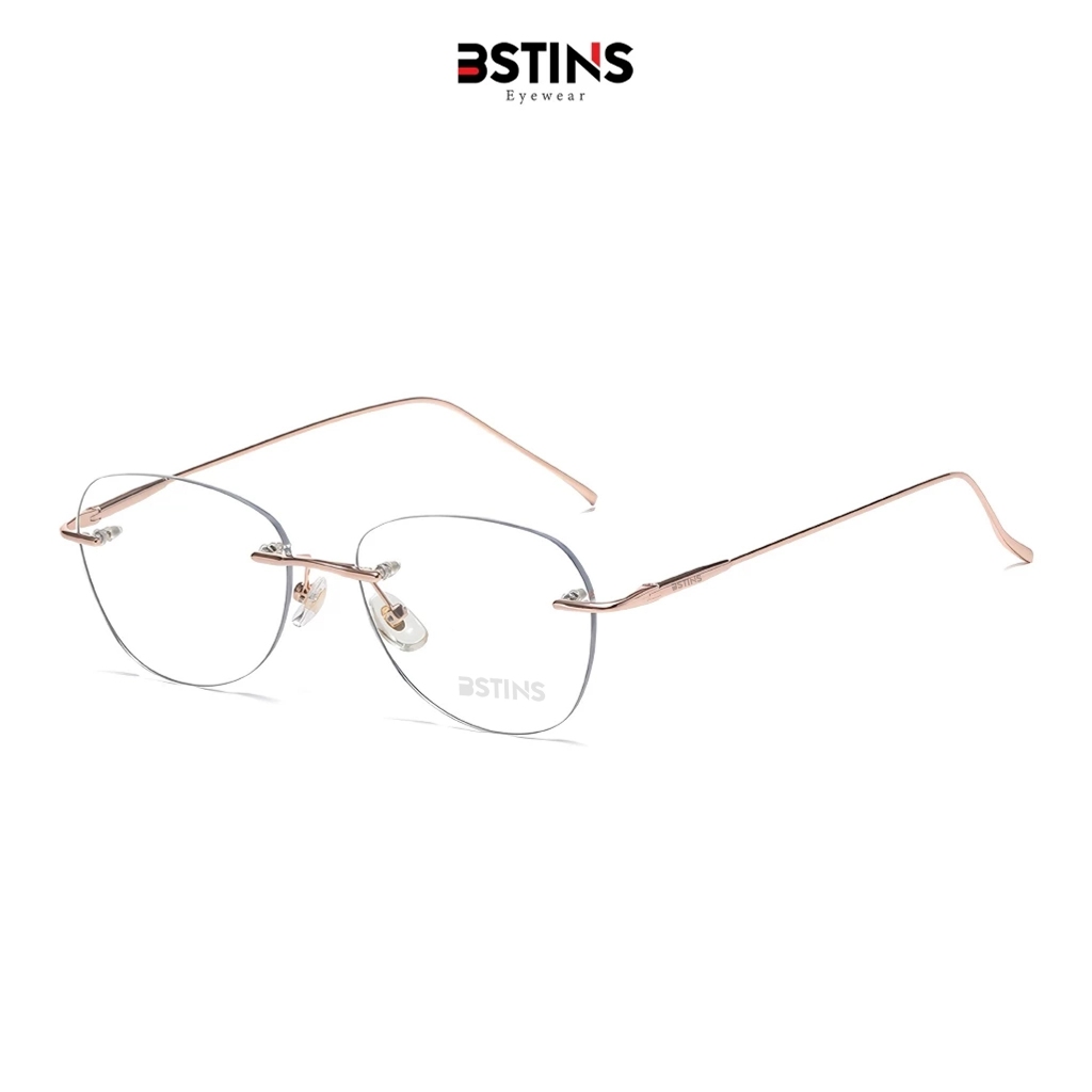 Bstins Kacamata photocromic Minus Wanita Bahan Metal Ringan dan Lentur Elegant Semi Rimless 6220