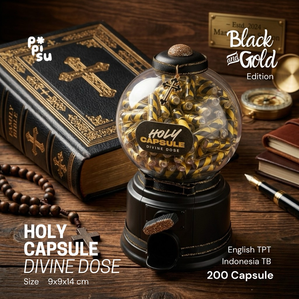 Holy Capsule for Man : Black & Gold Edition 200 Ayat Alkitab Pil Kapsul Harian Firman Tuhan Kristen 