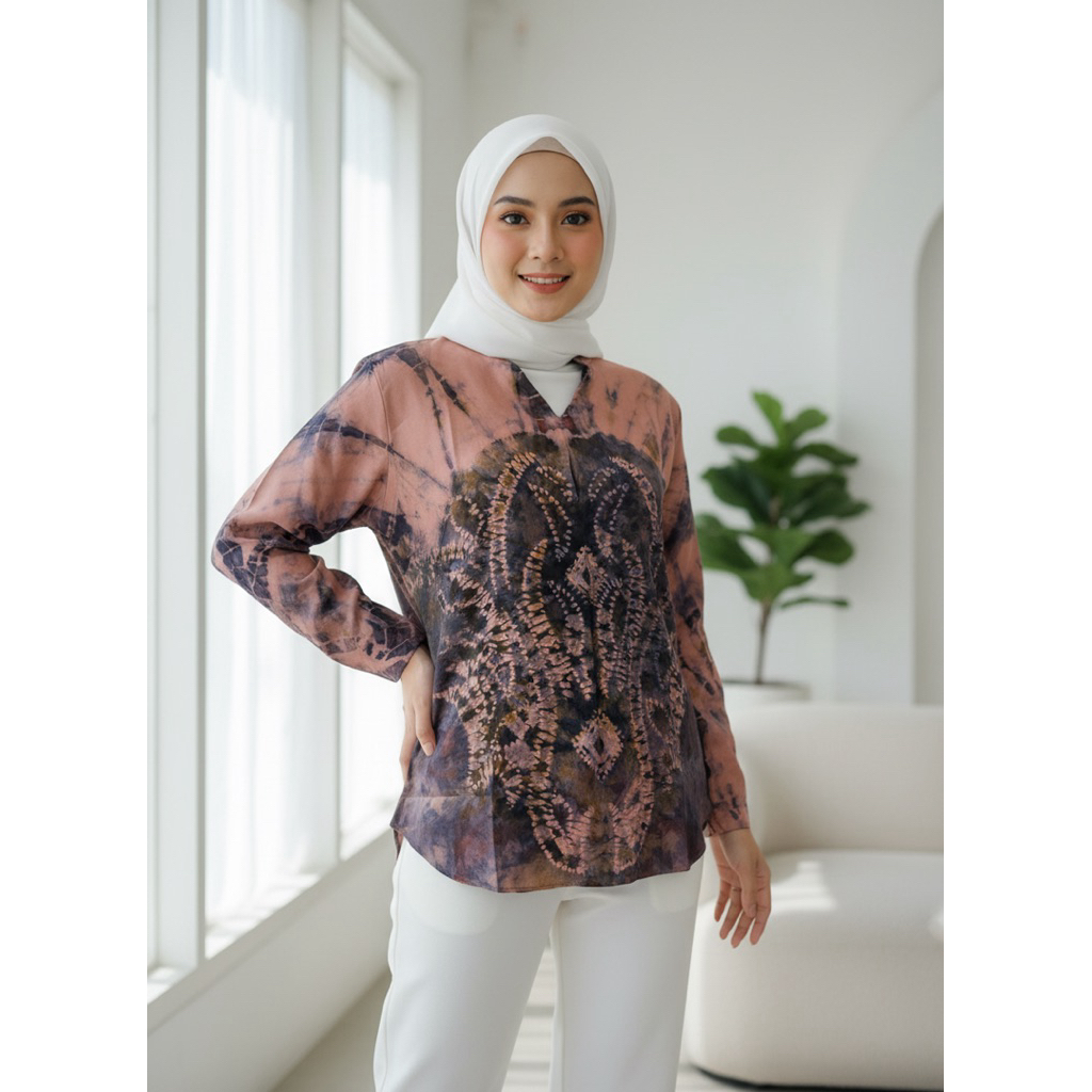ATASAN BLOUSE KEMEJA WANITA SASIRANGAN 0037 [LD 106 CM]