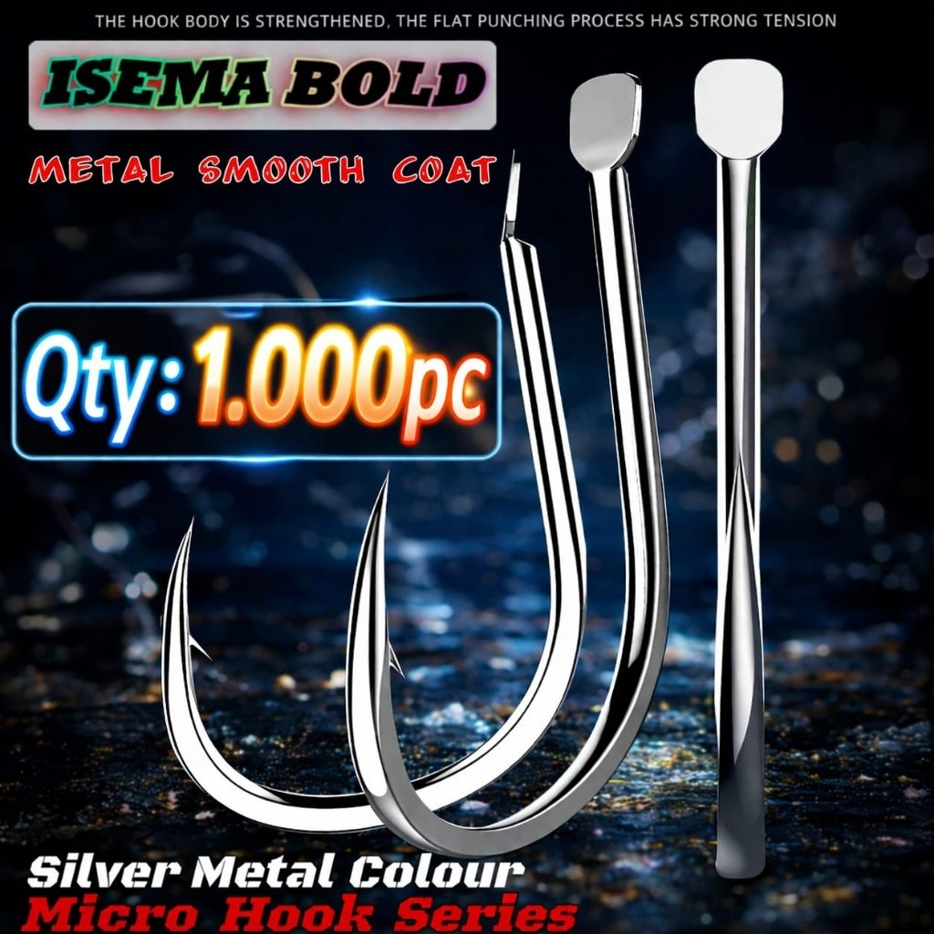 GROSIR 1.000 BUAH HOOK ISEMA BOLD MICRO JIGGING KAIL GARONG BUKAN KATYUSHA/DAICHI WHITE NICKLE