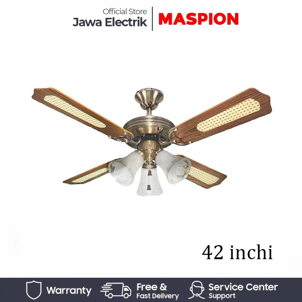 KIPAS ANGIN PLAFON MASPION UCHIDA CF 125E/AB Celing Fan Kipas Angin Plafon 42inch 3 Lampu