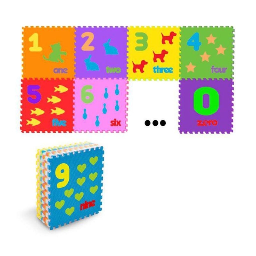 10 Lembar Matras Puzzle Angka - Angka+Huruf+Gambar, Aman & Edukatif