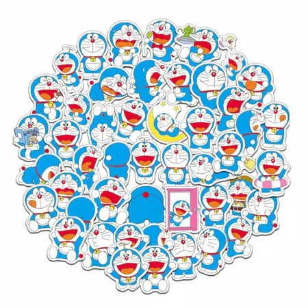 Stiker Mini Tempel Motif Doraemon 1 set isi 50 Pcs Sticker Logo Karakter Kartun
