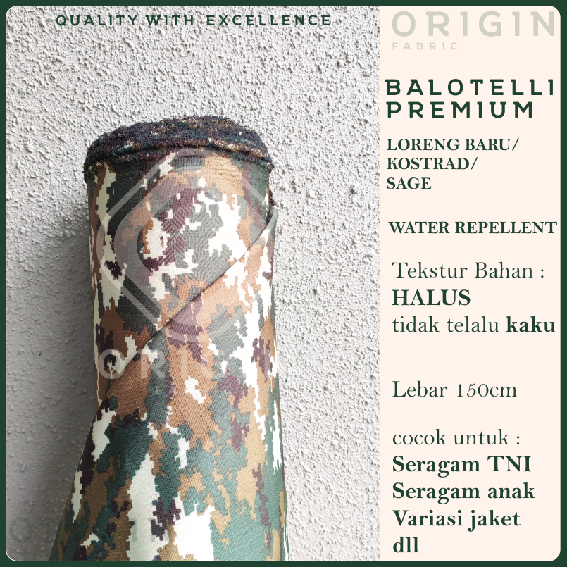 Kain Balotelli loreng baru kostrad sage WR bahan Water Repellent Pesanan Khusus