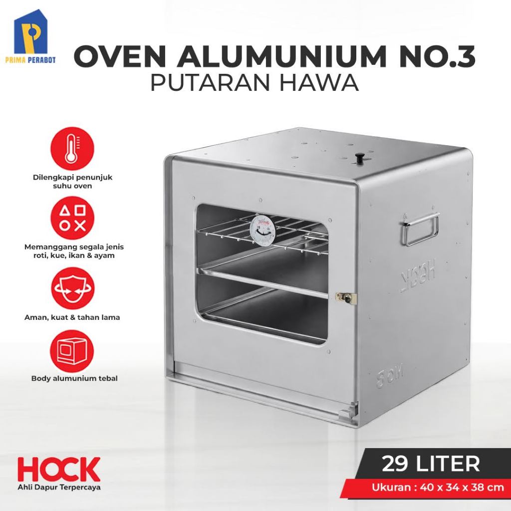 Oven Tangkring 29 Liter Hock No 3 Aluminium Putaran Hawa Dengan Thermometer OAL03PH
