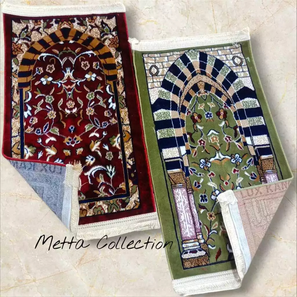 Sajadah Kepala Kano Carpet Rawdah Turki Tebal 5mm Beludru Halus Anti Slip Sajadah Mini Travel Premiu