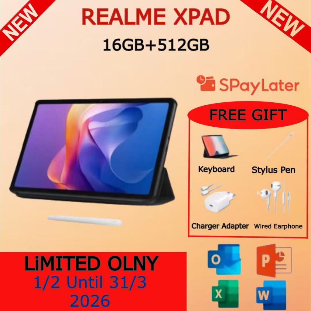 Realme Pad X Lite 12GB RAM 512GB ROM | Tablet Ultra Tipis 6.9mm | Layar 10.4” IPS LCD 90Hz | Snapdra