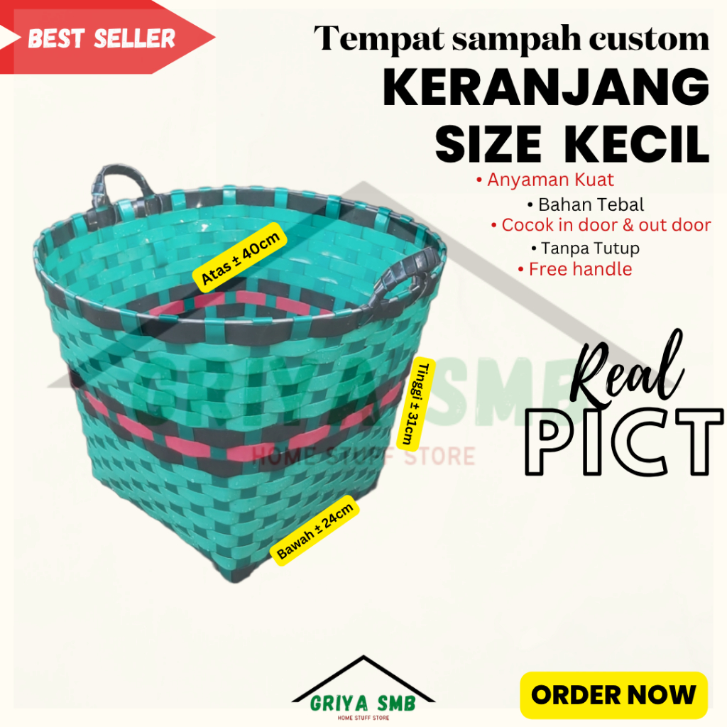 Tempat Sampah Besar / Tong Sampah Plastik Keranjang Anyaman Besar Awet Murah