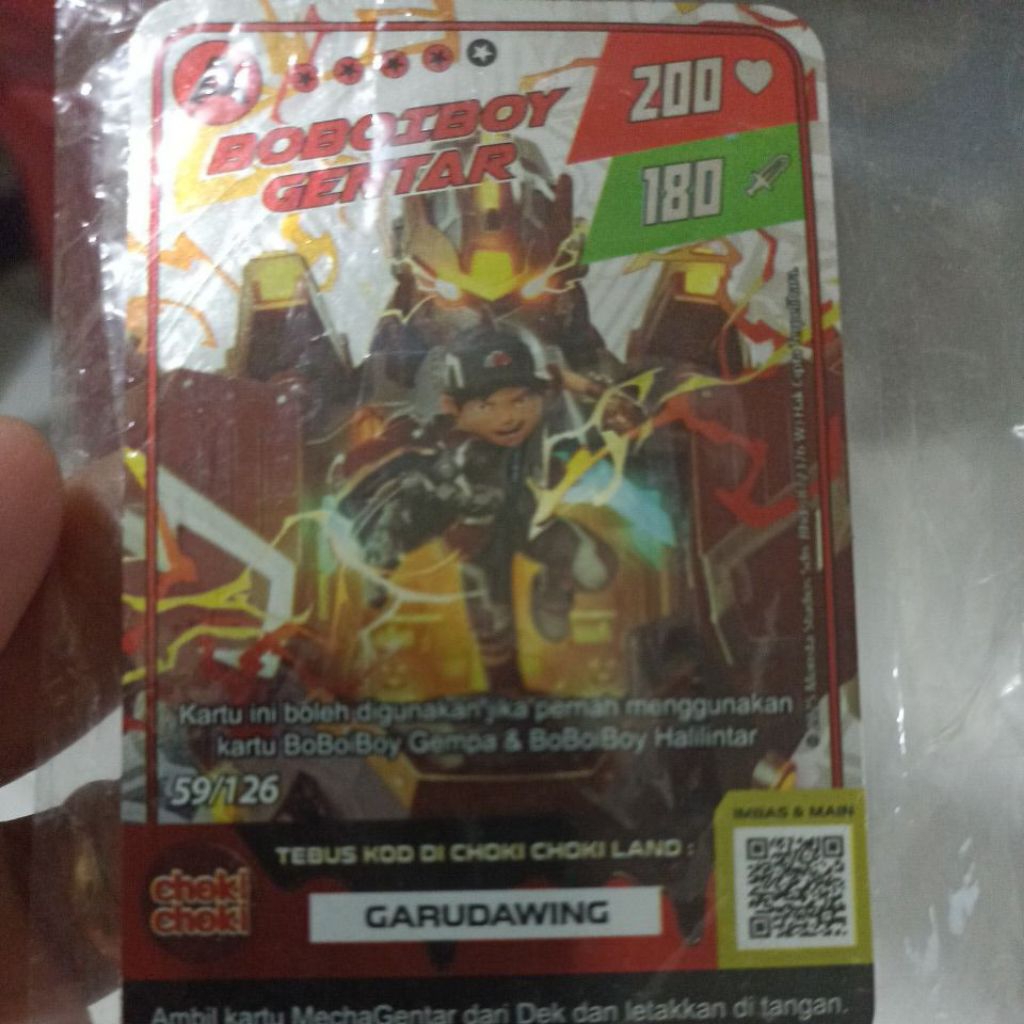 Kartu Hologram Boboiboy - Mecha Gentar AR