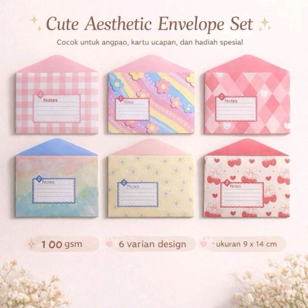 Amplop serbaguna desain cute aesthetic / Amplop ucapan / amplop birthday / amplop Gift / Amplop wedd