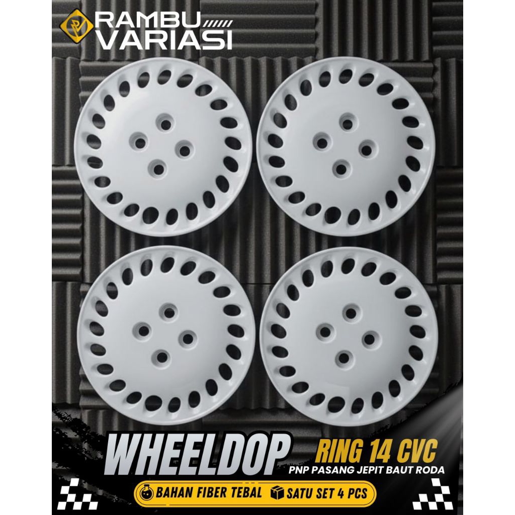 (4pcs) wildop wheeldop ring 14 pcd 4x100 model civic lama PNP tinggal pasang silver dan putih