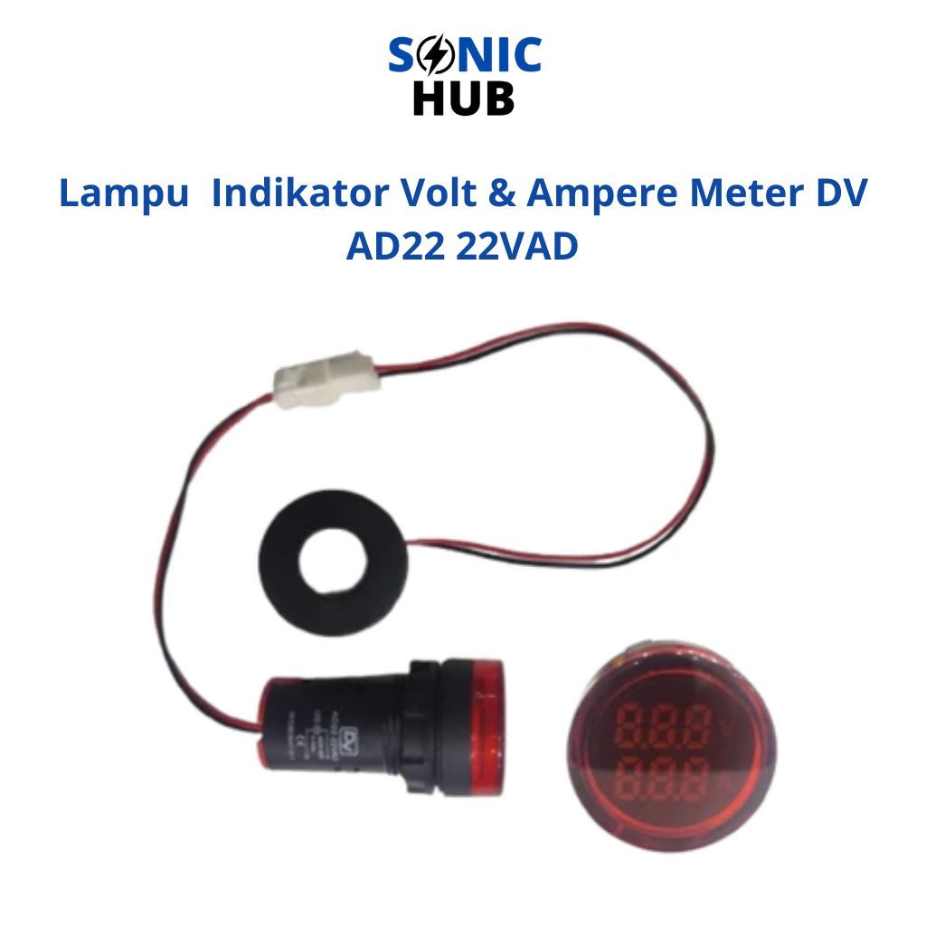 AD22 22VAD Pilot Lamp + Volt + Ampere Meter / Lampu Indikator Panel LED Digital DV