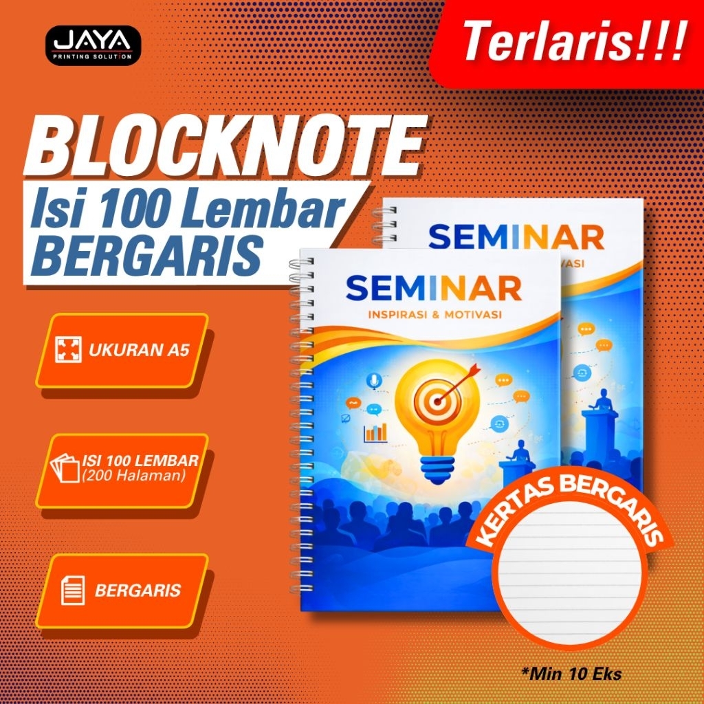 Blocknote 100 Lembar BERGARIS / Notebook A5 bebas custom