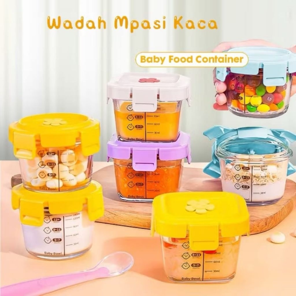 [Moon Baby] Baby Food Container Kaca / Tempat Makan Bayi Kedap Udara / Baby Glass Food container