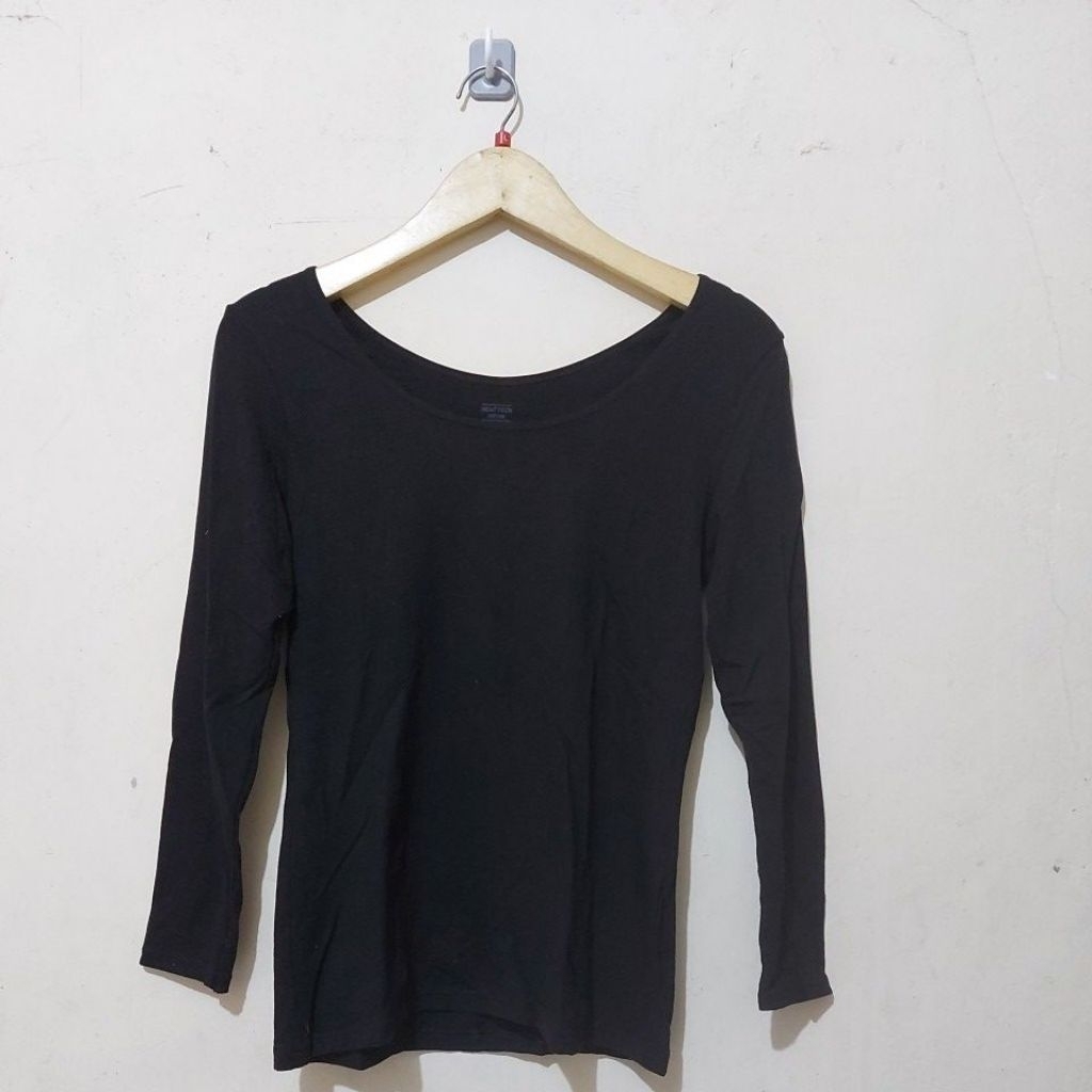 code:M721>Tshirt Heattech extrawarm scoop neck UNI*L