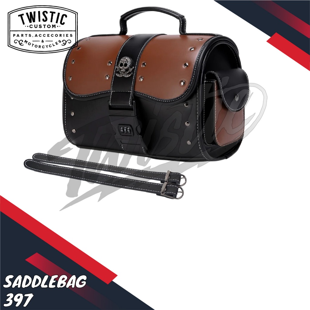 Side Bag Saddle Bag Saddlebag 397 Tas Kulit Samping Pannier Motor Harley Davidson Vulcan 650 Honda R
