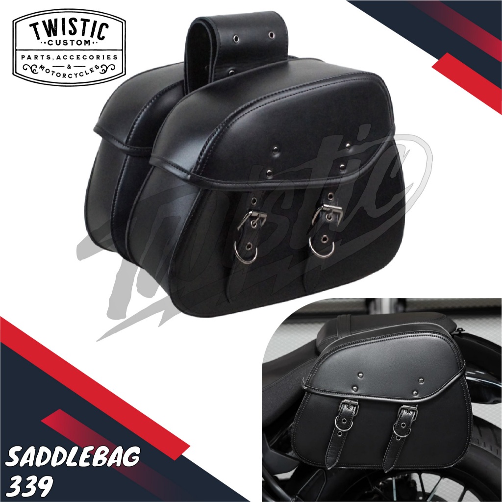 Side Bag Saddle Bag Saddlebag 339 Tas Kulit Samping Pannier Motor Harley Davidson Vulcan 650 Honda R