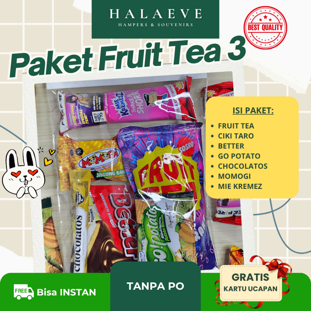 Paket Snack Ulang Tahun Anak 10000 | FRUIT 3 Hampers Ciki Susu Termurah | Goodie Bag Ultah - HALAEVE