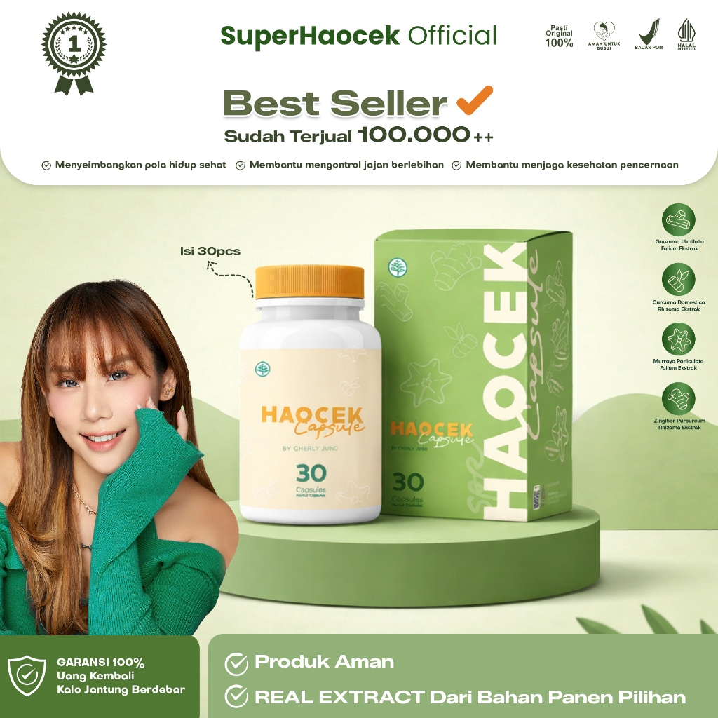 SUPERHAOCEK Pelangsing Herbal BPOM Kapsul Diet Sehat Mengontrol Nafsu Makan Aman Busui ( 1pcs )