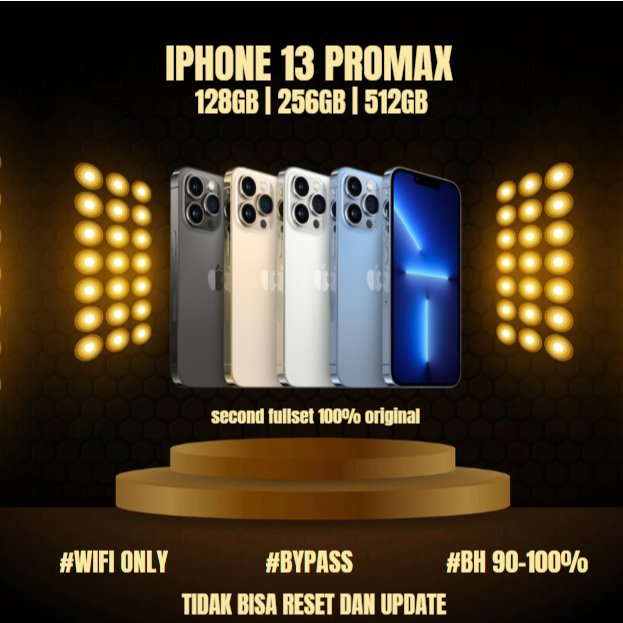 HP IPHONE 13 PRO MAX WIFI ONLY 128GB/256GB/512GB Bekas Second Original Mulus Fullset Game/Live/Merek
