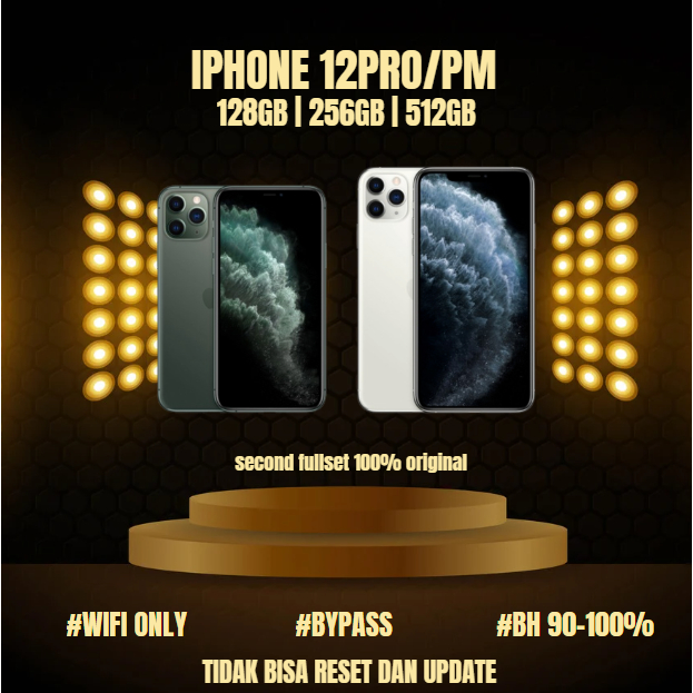 HP IPHONE 12 PRO/12 PRO MAX WIFI ONLY 128GB/256GB/512GB Bekas Second Original Mulus Fullset Game/Liv