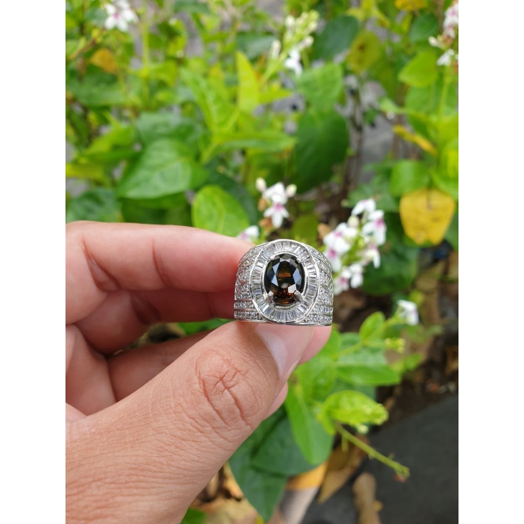 Natural Dravite Tourmaline 2.76 crt ring silver