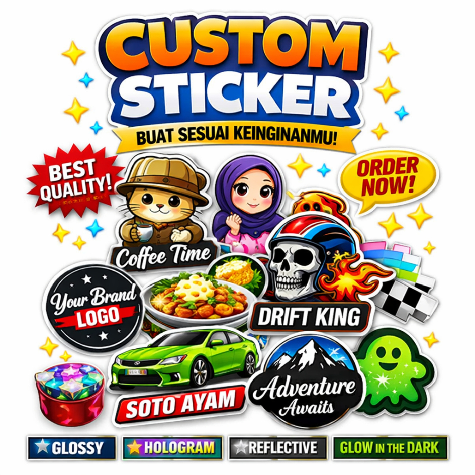 Sticker Custom Nama Logo Foto Anti Air - Viralnesia