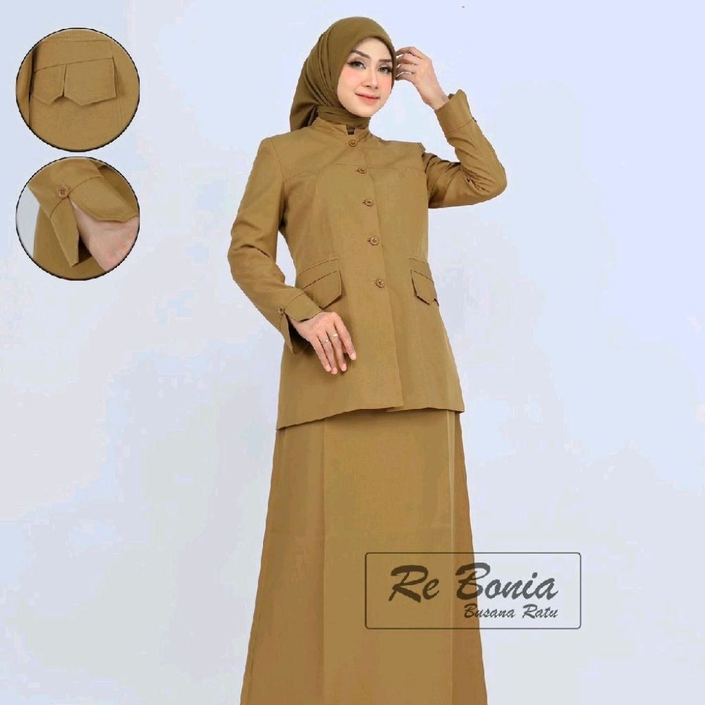 Seragam Re Bonia Pemda Muda Rok A Baju Dinas Kheki Muda Wanita PDH ASN PNS Seragam Kerja Pemda Wanit