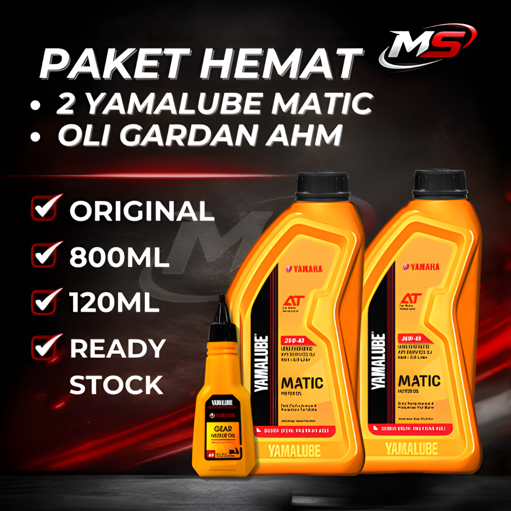 Paket Hemat | 2x Yamalube Matic 0,8L + 1x Oli Gardan Yamalube 100ml Original | Oli Mesin Motor Matic