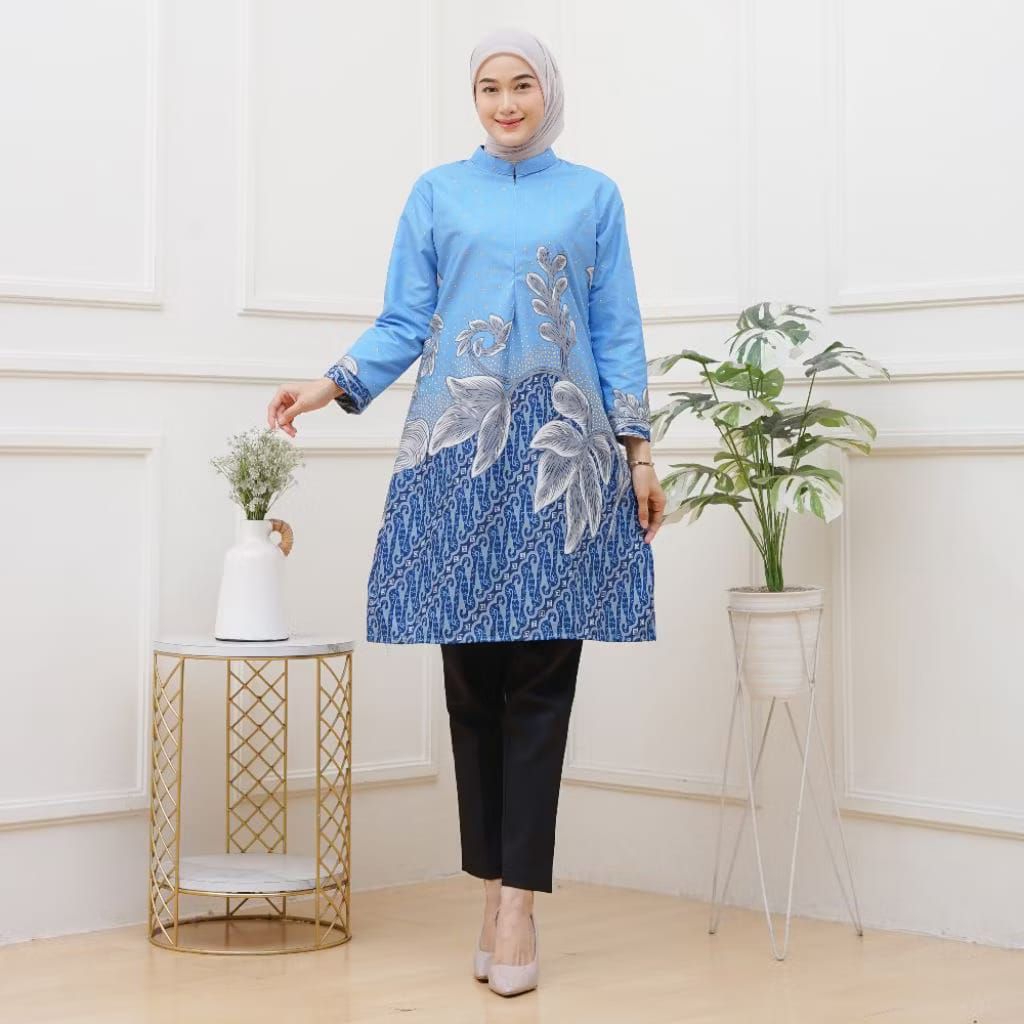 tunik batik pekalongan atasan wanita dewasa busui jumbo premium terbaru termurah seragam batik wanit