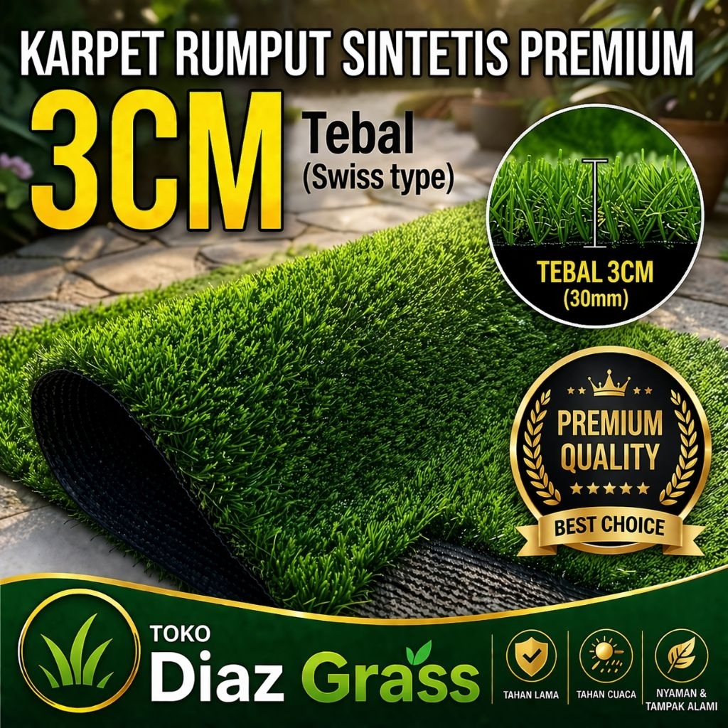 Rumput Aquarium Sintetis Ukuran 100x50cm - Rumput Plastik Dekorasi Aquarium Tebal 3cm