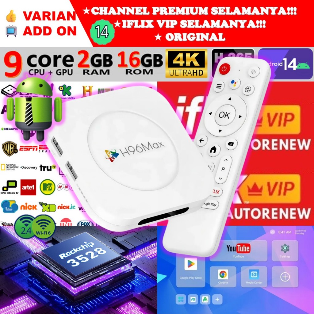 TV Box Android 14 H96 MAX M1 PLUS Voice Remote Ram 2GB 4GB Rom 16GB 32GB 64GB WiFi 6 RK3528 8K