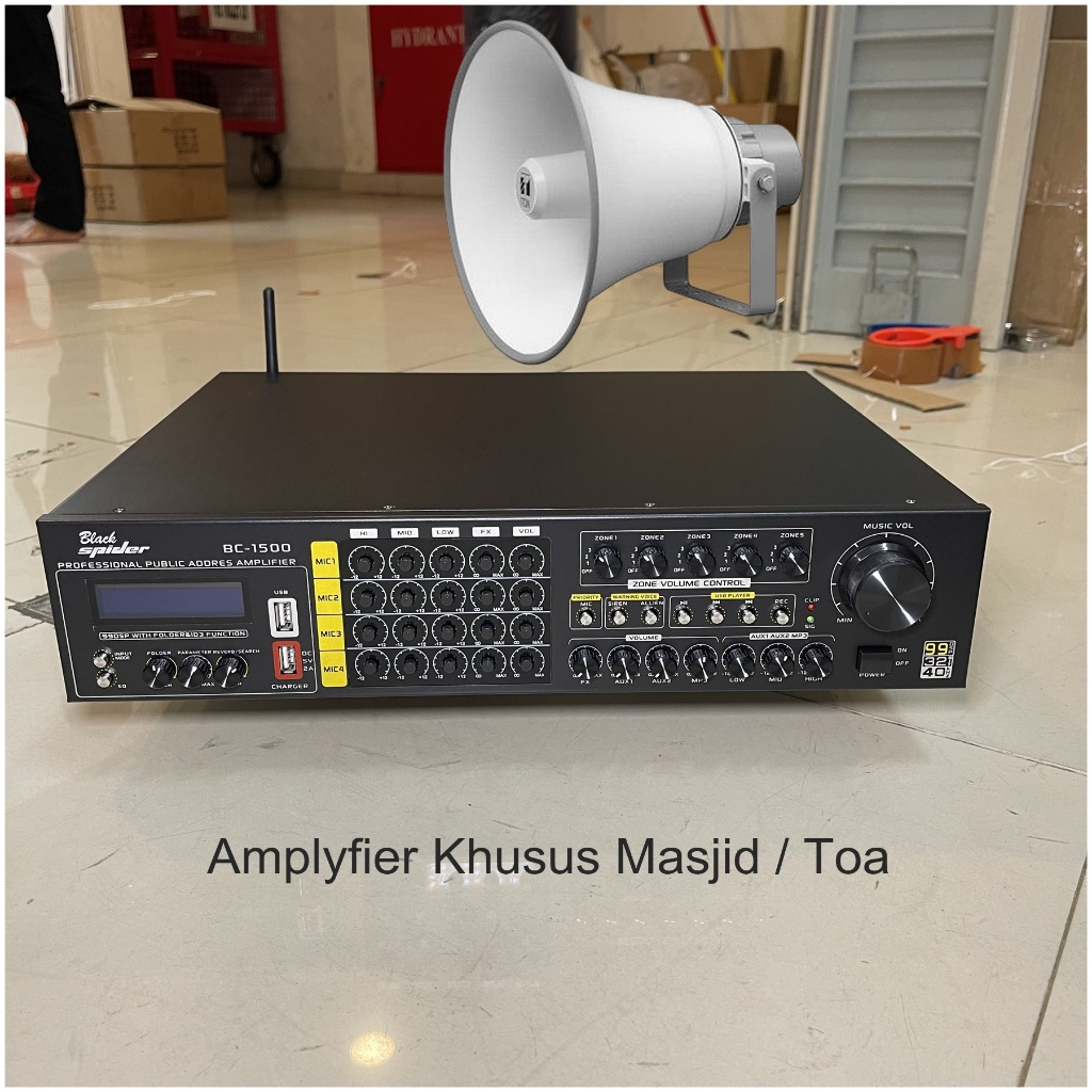 Amplifier Khusus Toa - Amplifier Masjid Digital Bluetooth,USB , Phantom - Black Spider BC1500