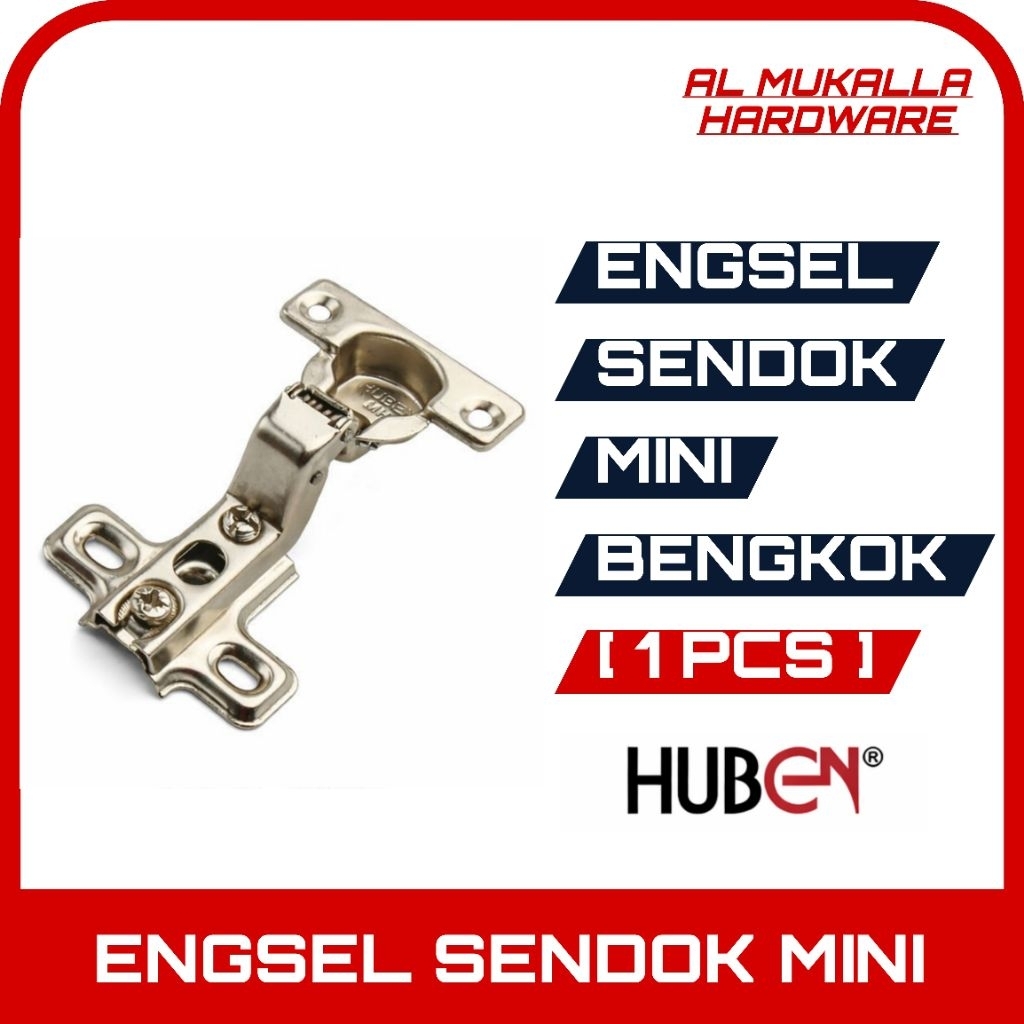 [ 1 Pcs ] Engsel Sendok Mini 26 MM Full Bengkok Huben MH - 16 | Engsel Pintu Lemari Kecil + Sekrup