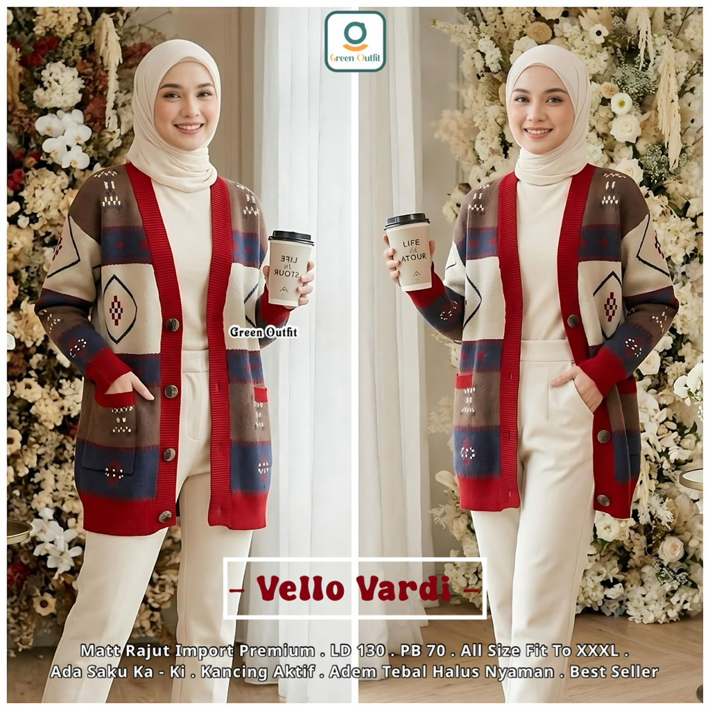 Vello Cardi SWEATER CARDIGAN TUNIK KOREAN LOOK STYLE KARDIGAN JUMBO Lembut  melar ALL SIZE BANGKOK B