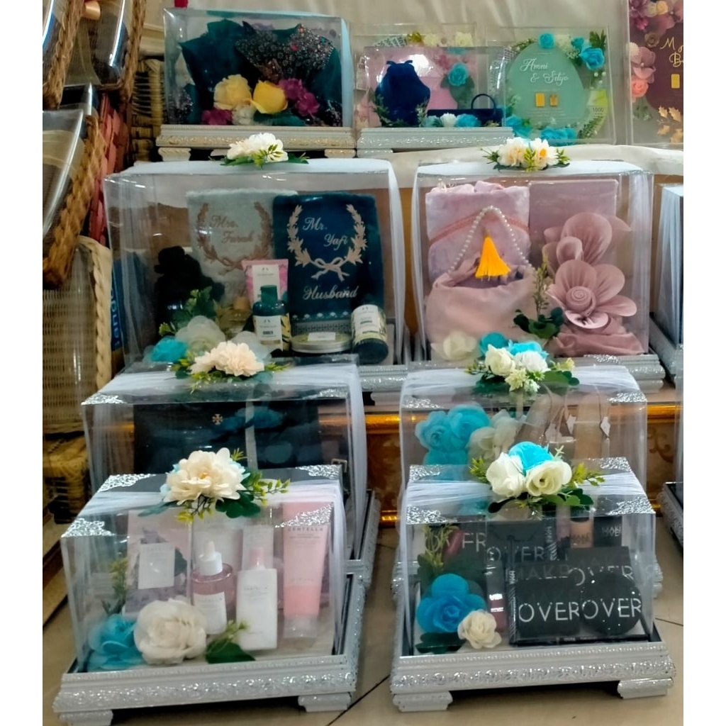 Kotak hantaran seserahan Full Akrilik + Tray (satu set)/Full set Isi 4