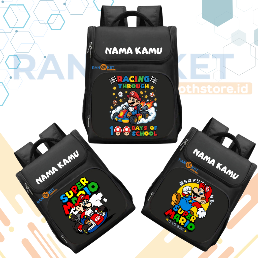 Tas Ransel Sekolah Anak TK/SD Karakter Super Mario Bros I Tas Sekolah Anak SD/TK Mario Bros [ Free N