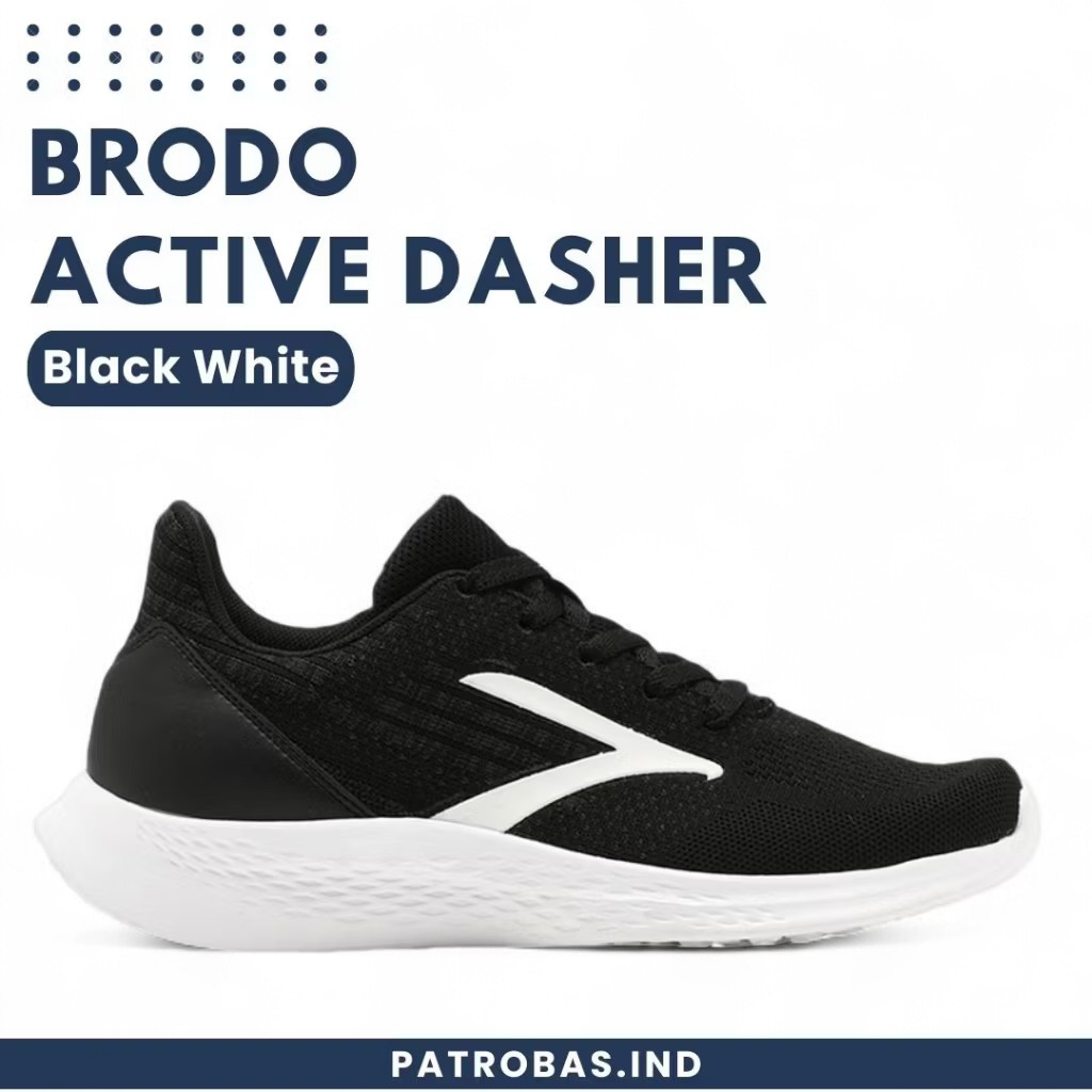 BRODO Active Dasher Black White Original Sepatu Sneakers Sport Hitam