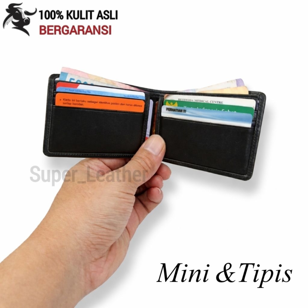 Dompet Mini Pria Original Kulit Asli Lipat Kecil Tipis