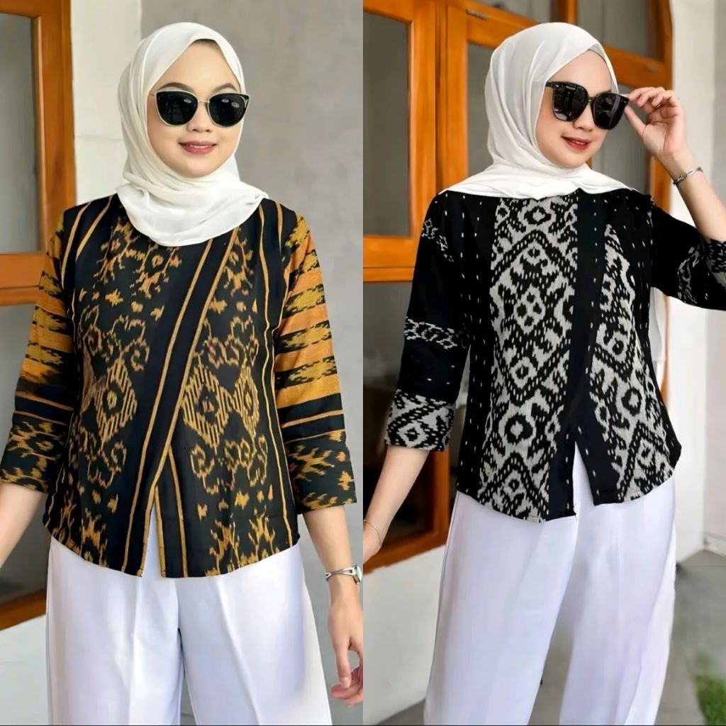 Blouse Tenun Troso, Baju Atasan Blouse Tenun Troso, Baju Blus Kerja Kantor Formal Tenun 189