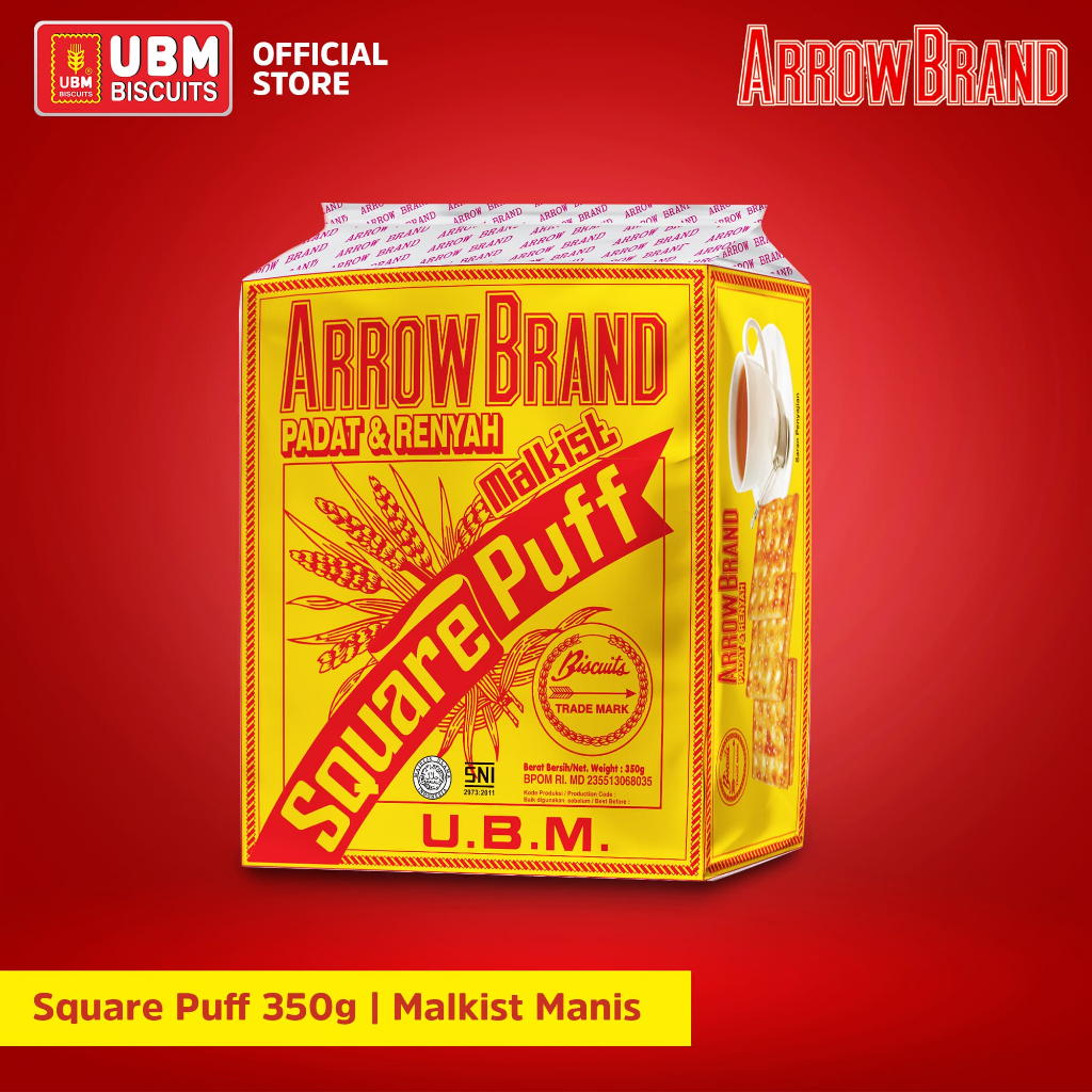 UBM Biscuit Square Puff 350gr (Arrow Brand) - Manis